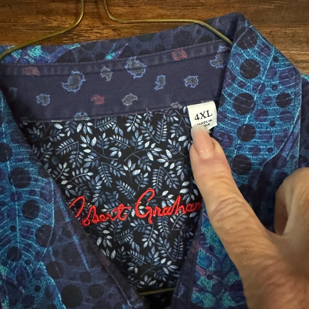 Robert Graham Navy & Teal Floral Dot Button-Down Shirt - Picture 2 of 6
